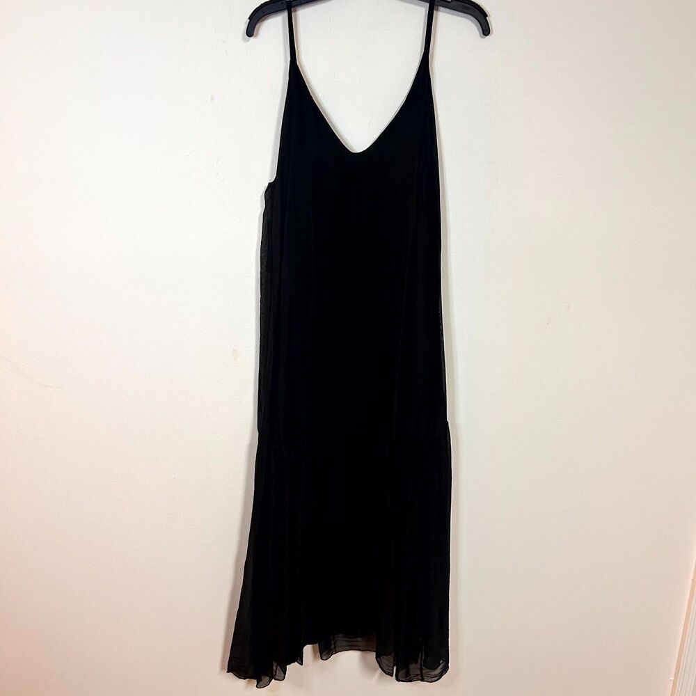 Myastreet Dress Women One Size Black Silk Blend Ruffle Hem Sleeveless Preppy NWT - Picture 2 of 8